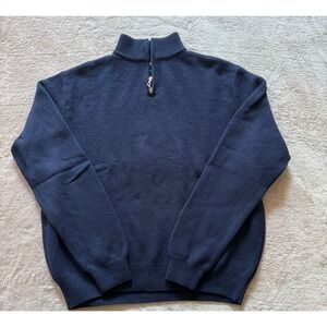 Vintage Polo Ralph Lauren Lambs Wool Cowl Neck Mens Sweater Navy Blue‎ Sz 2XL